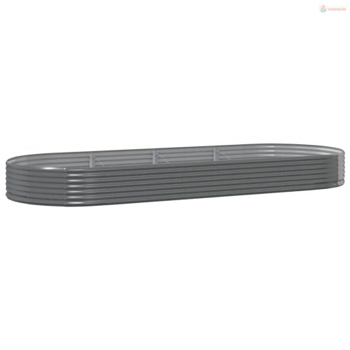 Szürke horganyzott acél kerti magaságyás 373x140x36 cm