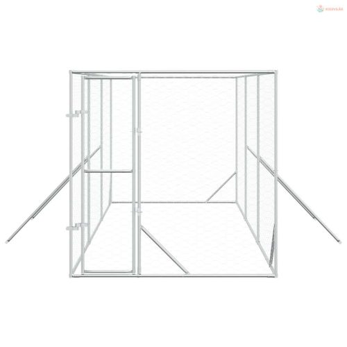 Ezüstszínű kültéri horganyzott acél kutyakennel 2x6x2 m