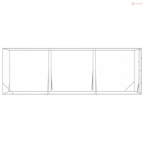 Ezüstszínű kültéri horganyzott acél kutyakennel 2x6x2 m