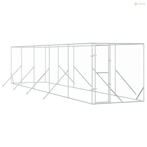 Ezüstszínű kültéri horganyzott acél kutyakennel 2 x 10 x 2 m