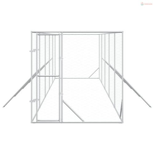Ezüstszínű kültéri horganyzott acél kutyakennel 2 x 10 x 2 m