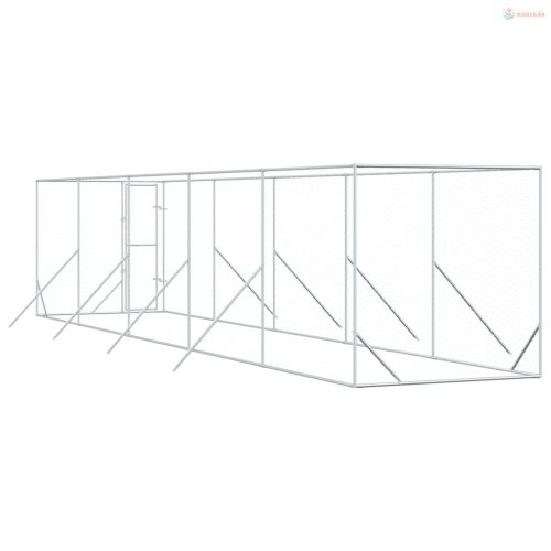 Ezüstszínű kültéri horganyzott acél kutyakennel 2 x 10 x 2 m