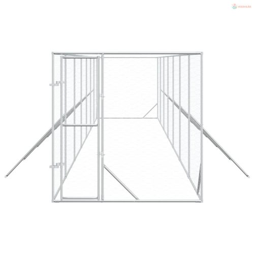 Ezüstszínű kültéri horganyzott acél kutyakennel 2 x 14 x 2 m