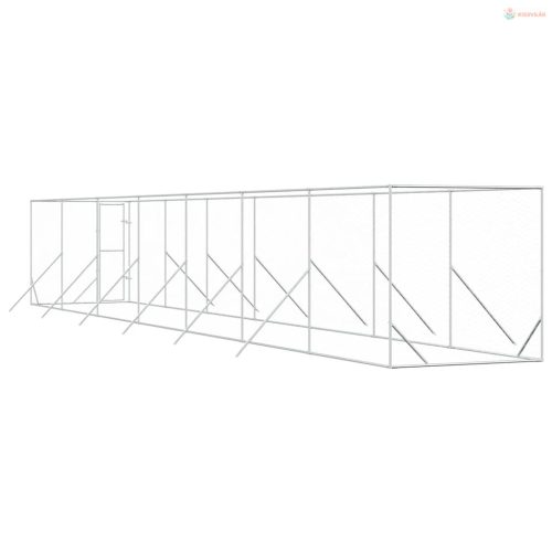 Ezüstszínű kültéri horganyzott acél kutyakennel 2 x 14 x 2 m