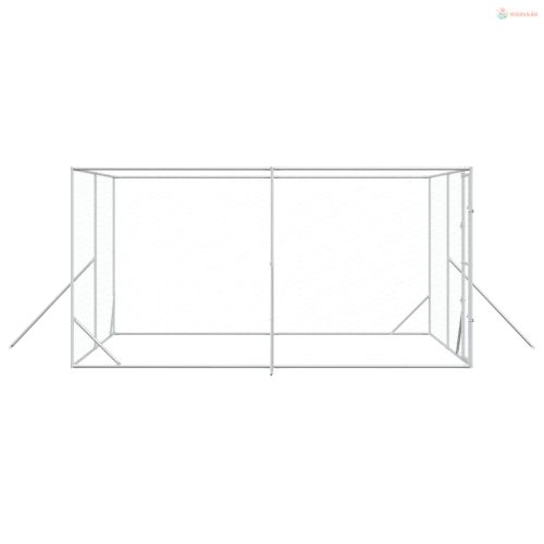 Ezüstszínű kültéri horganyzott acél kutyakennel 4x4x2 m