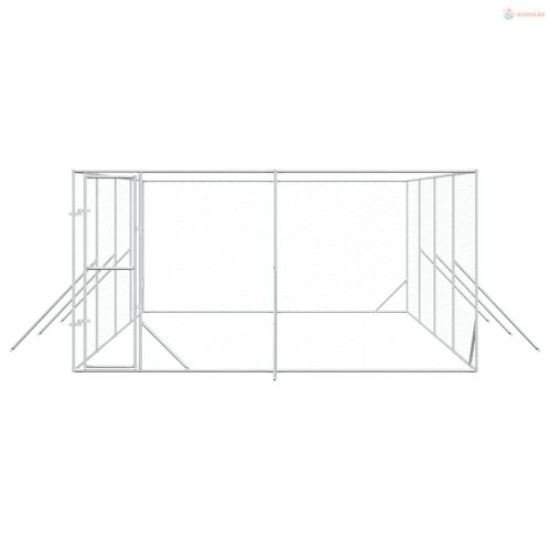 Ezüstszínű kültéri horganyzott acél kutyakennel 4x8x2 m