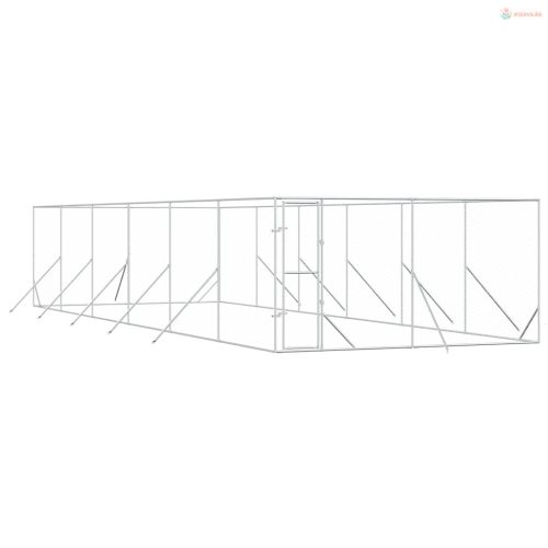 Ezüstszínű kültéri horganyzott acél kutyakennel 4 x 12 x 2 m