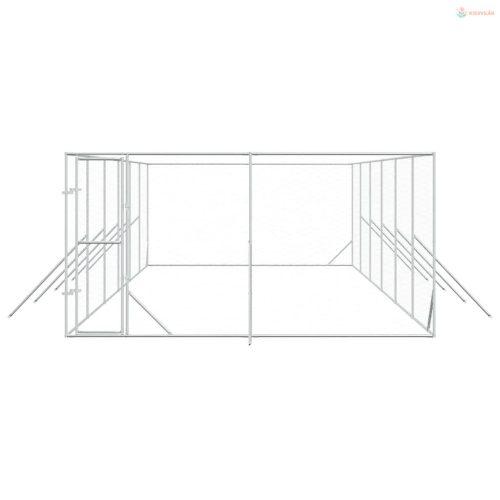 Ezüstszínű kültéri horganyzott acél kutyakennel 4 x 12 x 2 m