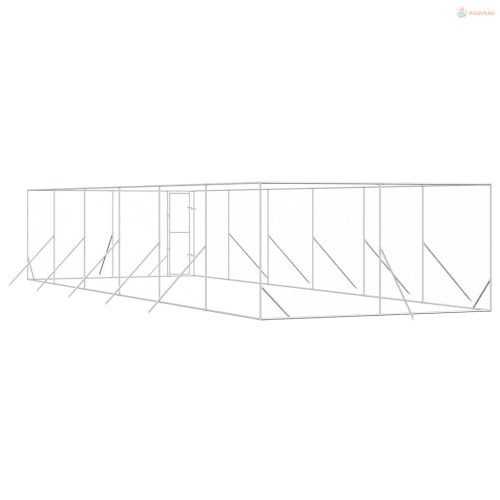 Ezüstszínű kültéri horganyzott acél kutyakennel 4 x 12 x 2 m