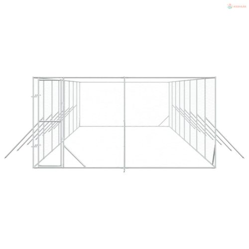 Ezüstszínű kültéri horganyzott acél kutyakennel 4 x 16 x 2 m