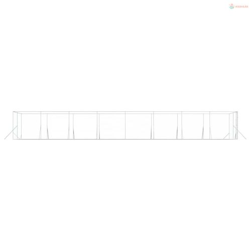 Ezüstszínű kültéri horganyzott acél kutyakennel 4 x 16 x 2 m