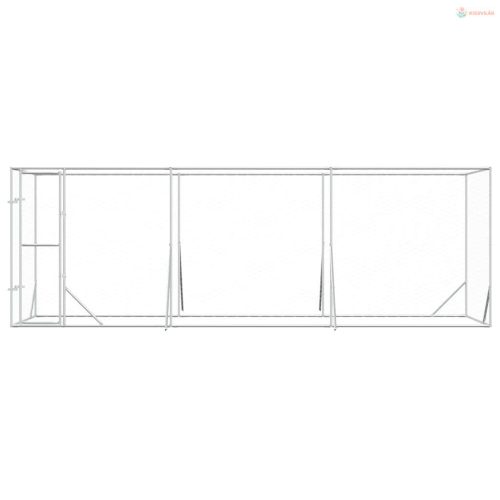 Ezüstszínű kültéri horganyzott acél kutyakennel 6x2x2 m