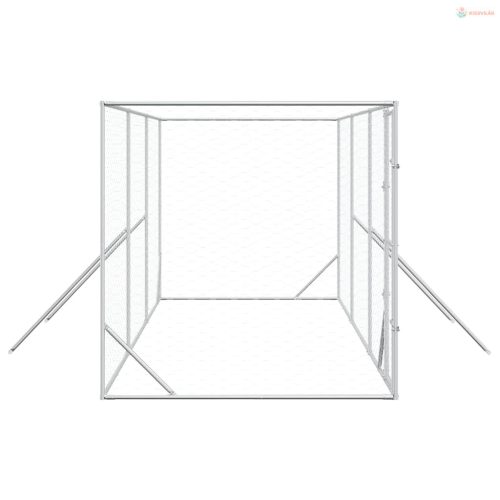 Ezüstszínű kültéri horganyzott acél kutyakennel 6x2x2 m