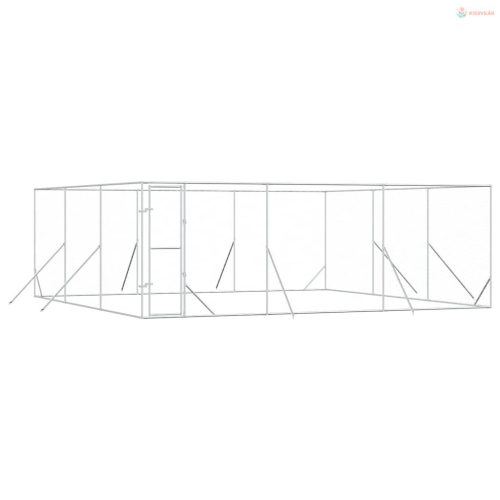 Ezüstszínű kültéri horganyzott acél kutyakennel 6x6x2 m
