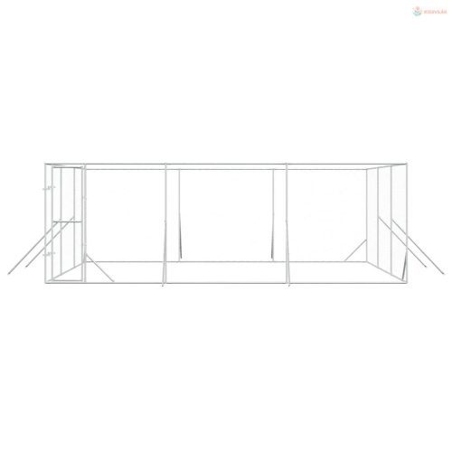 Ezüstszínű kültéri horganyzott acél kutyakennel 6x6x2 m