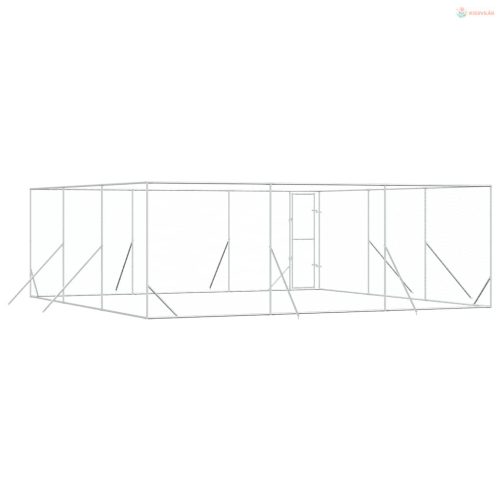 Ezüstszínű kültéri horganyzott acél kutyakennel 6x6x2 m