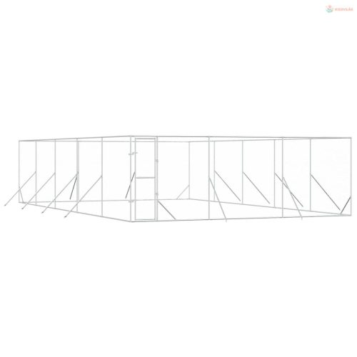 Ezüstszínű kültéri horganyzott acél kutyakennel 6 x 10 x 2 m