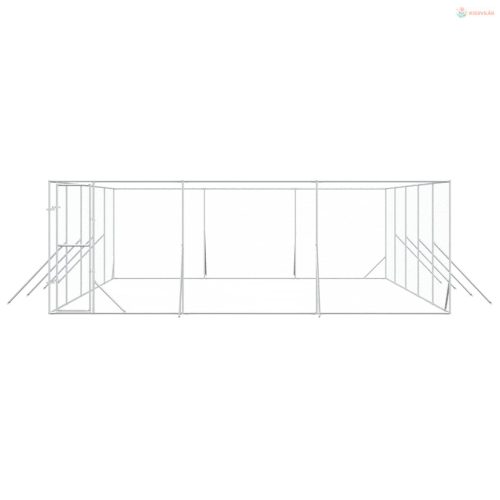 Ezüstszínű kültéri horganyzott acél kutyakennel 6 x 10 x 2 m