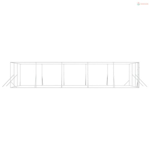 Ezüstszínű kültéri horganyzott acél kutyakennel 6 x 10 x 2 m