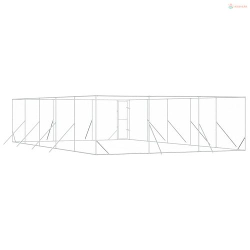 Ezüstszínű kültéri horganyzott acél kutyakennel 6 x 10 x 2 m