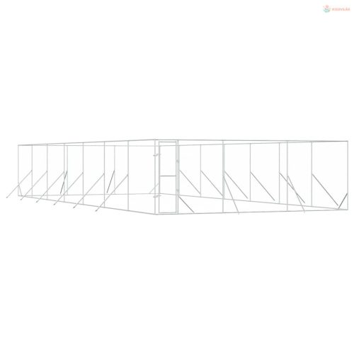 Ezüstszínű kültéri horganyzott acél kutyakennel 6 x 14 x 2 m