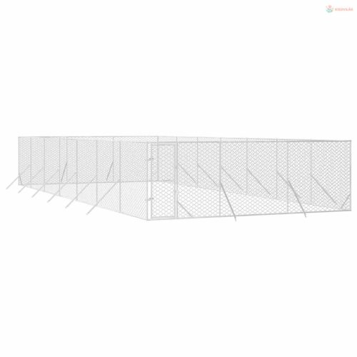 Ezüstszínű kültéri horganyzott acél kutyakennel 6 x 14 x 2 m