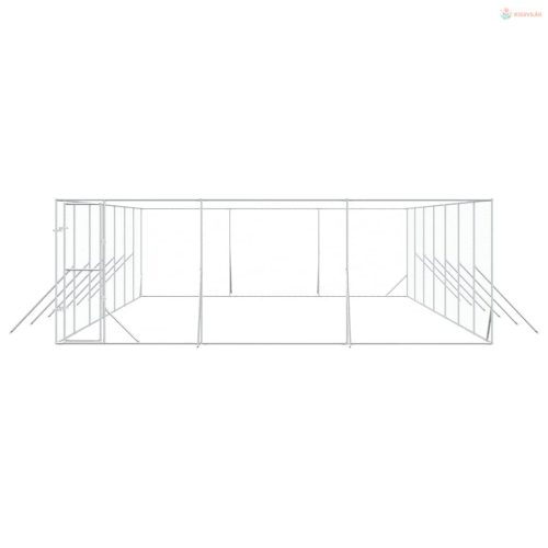 Ezüstszínű kültéri horganyzott acél kutyakennel 6 x 14 x 2 m