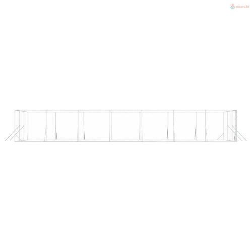 Ezüstszínű kültéri horganyzott acél kutyakennel 6 x 14 x 2 m