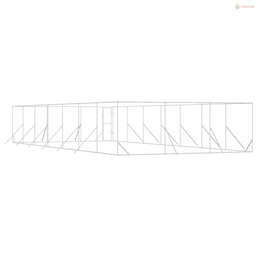 Ezüstszínű kültéri horganyzott acél kutyakennel 6 x 14 x 2 m