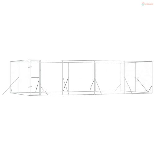 Ezüstszínű kültéri horganyzott acél kutyakennel 8x4x2 m