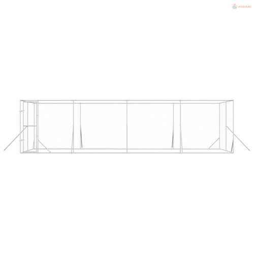 Ezüstszínű kültéri horganyzott acél kutyakennel 8x4x2 m