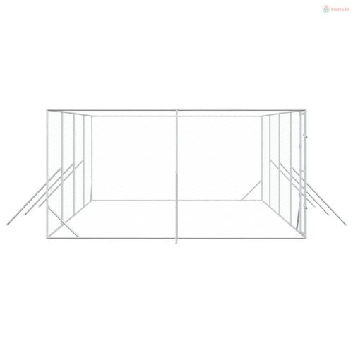 Ezüstszínű kültéri horganyzott acél kutyakennel 8x4x2 m