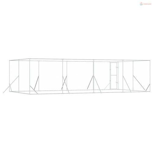 Ezüstszínű kültéri horganyzott acél kutyakennel 8x4x2 m