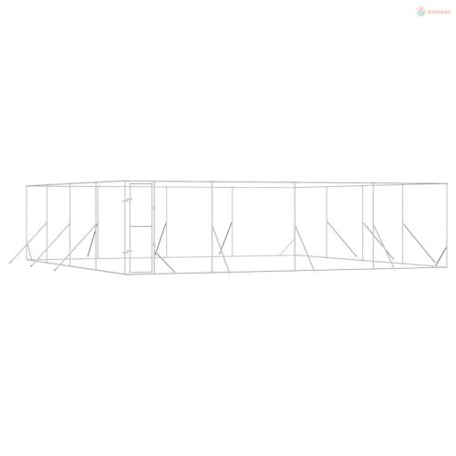 Ezüstszínű kültéri horganyzott acél kutyakennel 8x8x2 m