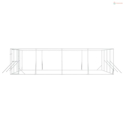Ezüstszínű kültéri horganyzott acél kutyakennel 8x8x2 m
