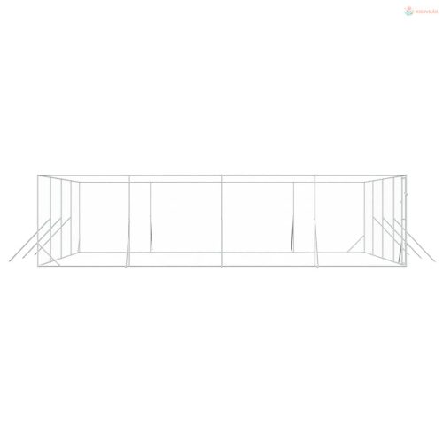 Ezüstszínű kültéri horganyzott acél kutyakennel 8x8x2 m