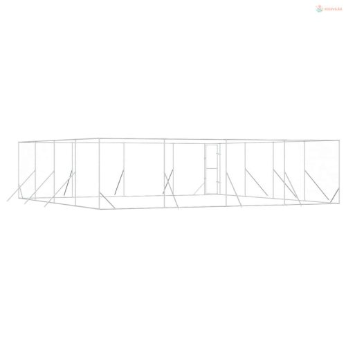Ezüstszínű kültéri horganyzott acél kutyakennel 8x8x2 m