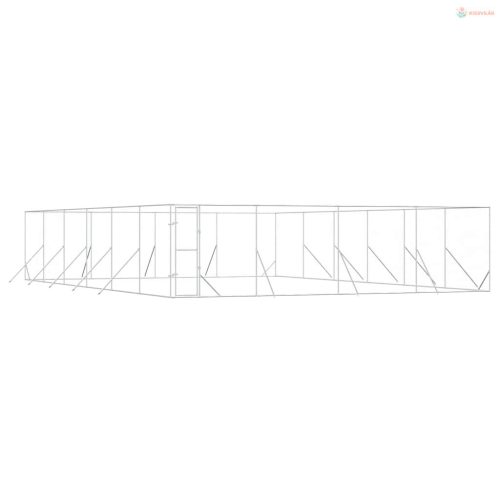 Ezüstszínű kültéri horganyzott acél kutyakennel 8 x 12 x 2 m