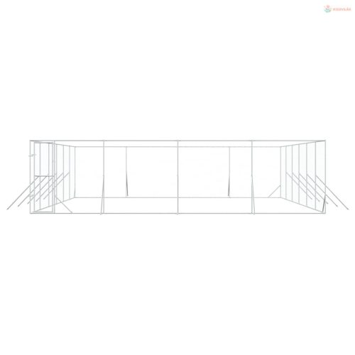 Ezüstszínű kültéri horganyzott acél kutyakennel 8 x 12 x 2 m