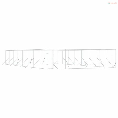 Ezüstszínű kültéri horganyzott acél kutyakennel 8 x 16 x 2 m