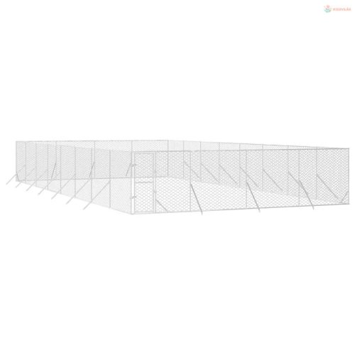 Ezüstszínű kültéri horganyzott acél kutyakennel 8 x 16 x 2 m
