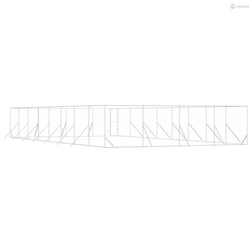 Ezüstszínű kültéri horganyzott acél kutyakennel 8 x 16 x 2 m