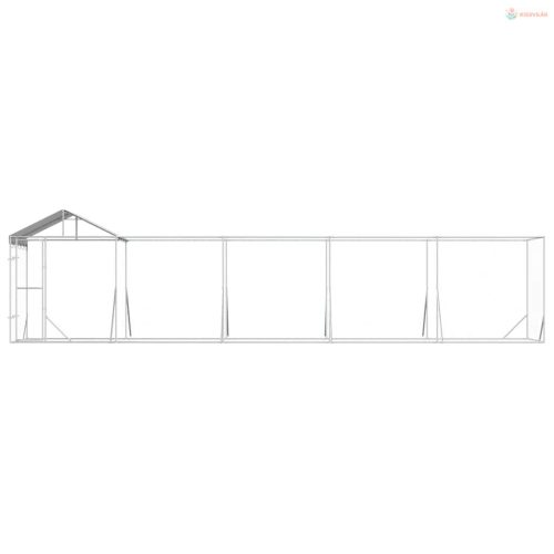 Ezüstszínű horganyzott acél kutyakennel tetővel 10x2x2,5 m