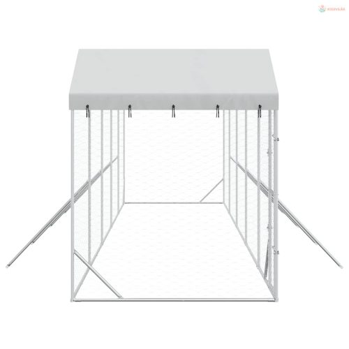 Ezüstszínű horganyzott acél kutyakennel tetővel 10x2x2,5 m