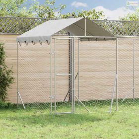   Ezüstszínű horganyzott acél kutyakennel tetővel 4x4x2,5 m