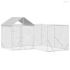 Ezüstszínű horganyzott acél kutyakennel tetővel 4x4x2,5 m