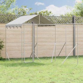   Ezüstszínű horganyzott acél kutyakennel tetővel 10x6x2,5 m