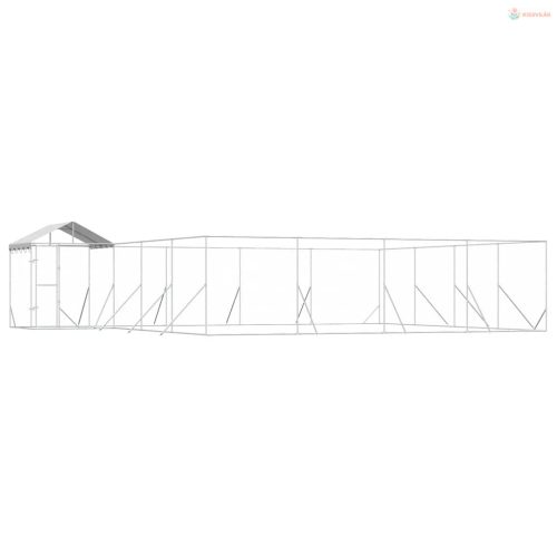 Ezüstszínű horganyzott acél kutyakennel tetővel 10x8x2,5 m