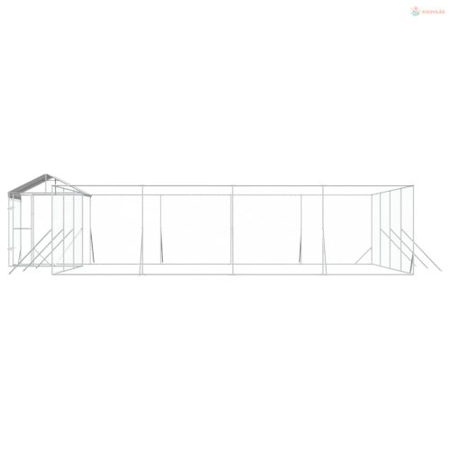 Ezüstszínű horganyzott acél kutyakennel tetővel 10x8x2,5 m