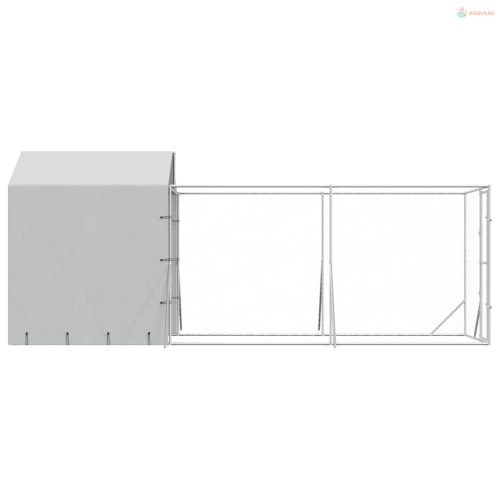 Ezüstszínű horganyzott acél kutyakennel tetővel 2x6x2,5 m